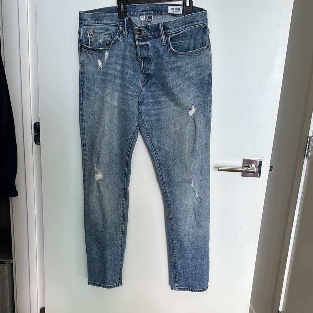 Men's Blue Distressed Jeans